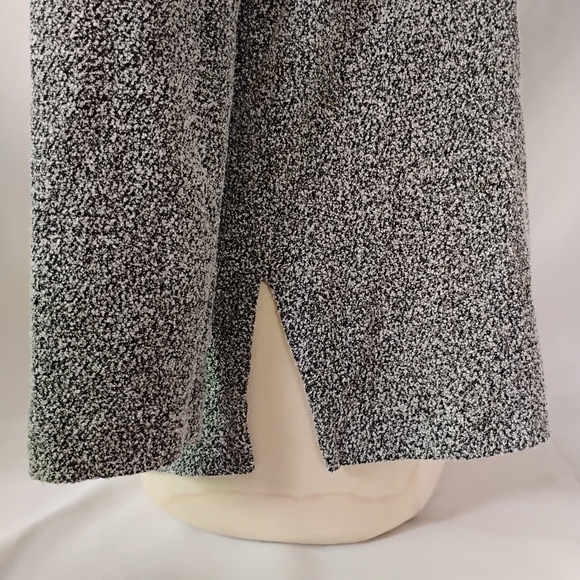 Women's Vintage Black & White Marled Knit Sweater with Blue Fur Cowl Neck Winter - Picture 8 of 16